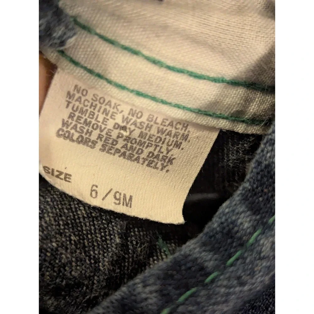 Vtg Oshkosh B'Gosh Denim Overalls Baby 6-9 Mos Airplanes Plane Plaid Bear‎ USA
